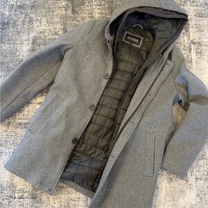 GUESS Men's Gray Quilted Hooded Jacket